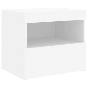 Nachttisch Weiß mit LED-Leuchten 50x40x45 cm