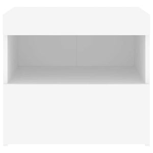Nachttisch Weiß mit LED-Leuchten 50x40x45 cm