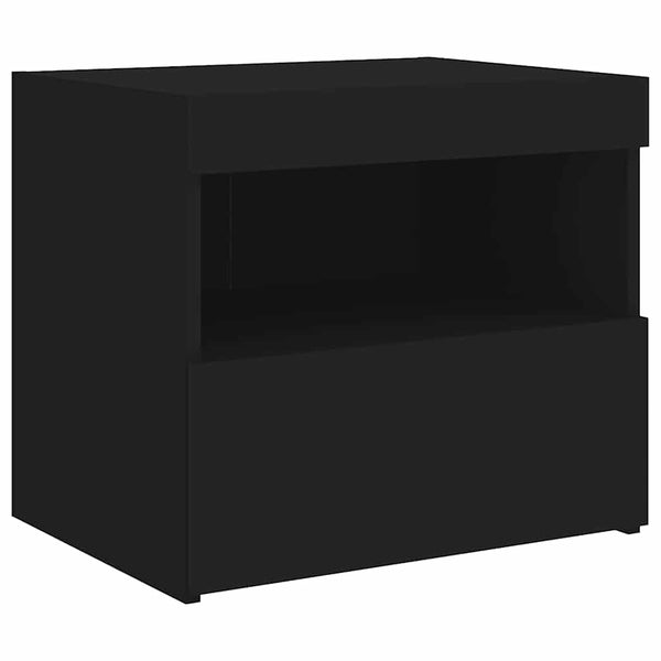 Nachttisch Schwarz mit LED-Leuchten 50x40x45 cm