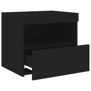 Nachttisch Schwarz mit LED-Leuchten 50x40x45 cm