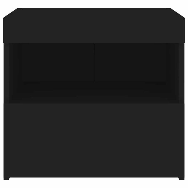 Nachttisch Schwarz mit LED-Leuchten 50x40x45 cm