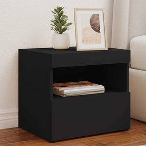 Nachttisch Schwarz mit LED-Leuchten 50x40x45 cm