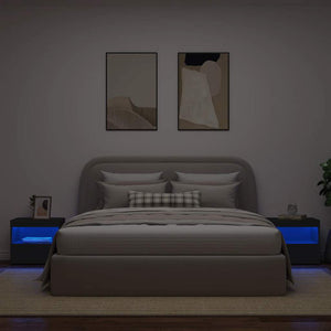 Nachttische mit LED-Leuchten, 2er-Set, Schwarz