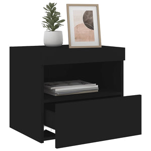 Nachttische mit LED-Leuchten, 2er-Set, Schwarz