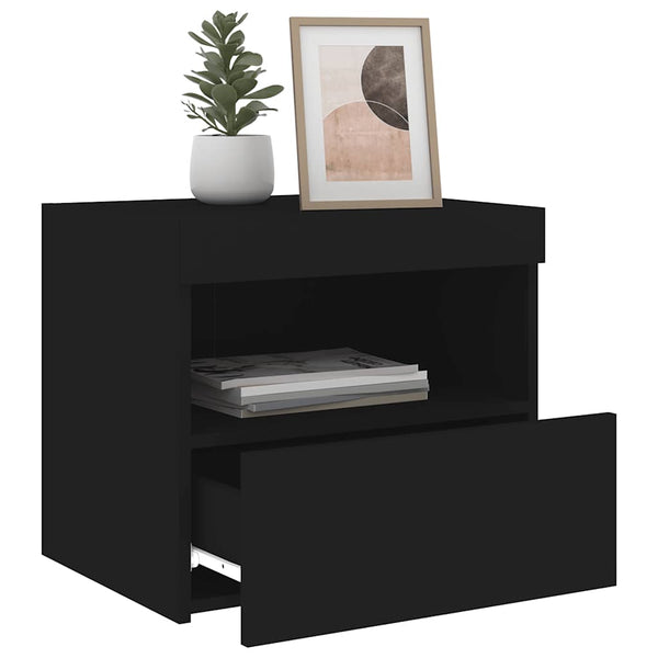 Nachttische mit LED-Leuchten, 2er-Set, Schwarz