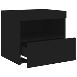 Nachttische mit LED-Leuchten, 2er-Set, Schwarz
