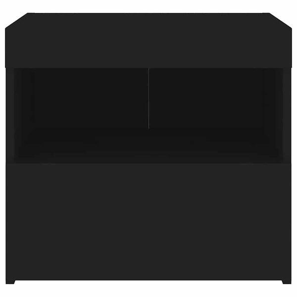 Nachttische mit LED-Leuchten, 2er-Set, Schwarz
