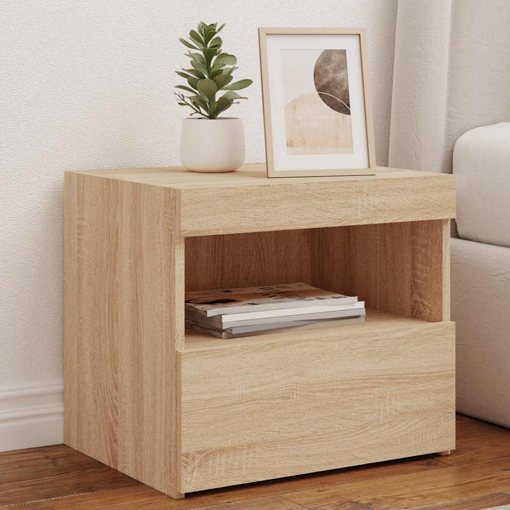 Nachttisch mit LED Sonoma-Eiche 50x40x45 cm