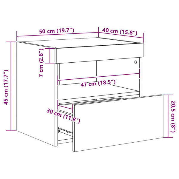 Nachttische mit LED Sonoma Eiche 2er-Set