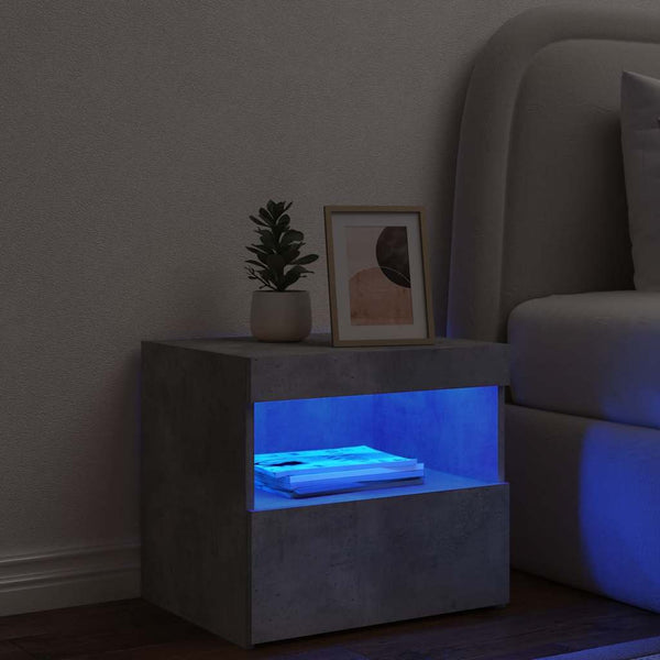 Nachttisch mit LED Betongrau 50x40x45 cm