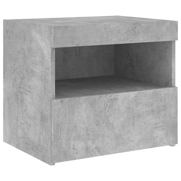 Nachttisch mit LED Betongrau 50x40x45 cm