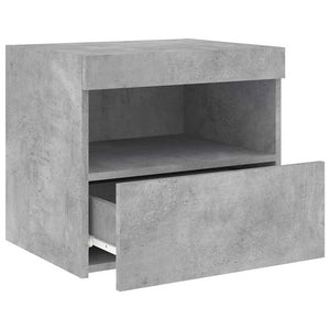 Nachttisch mit LED Betongrau 50x40x45 cm