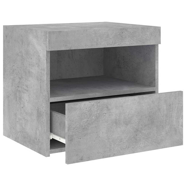 Nachttisch mit LED Betongrau 50x40x45 cm