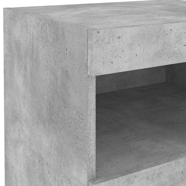 Nachttisch mit LED Betongrau 50x40x45 cm
