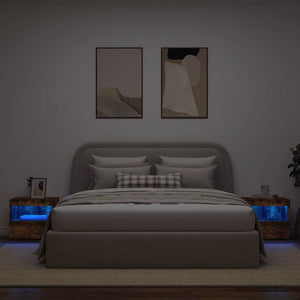 Nachttische mit LED-Leuchten, 2er Set