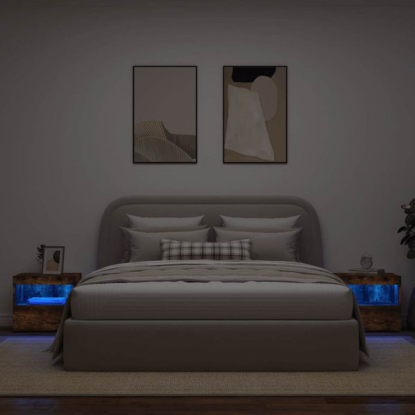 Nachttische mit LED-Leuchten, 2er Set
