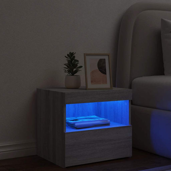 Nachttisch mit LED Grau Sonoma 50x40x45 cm