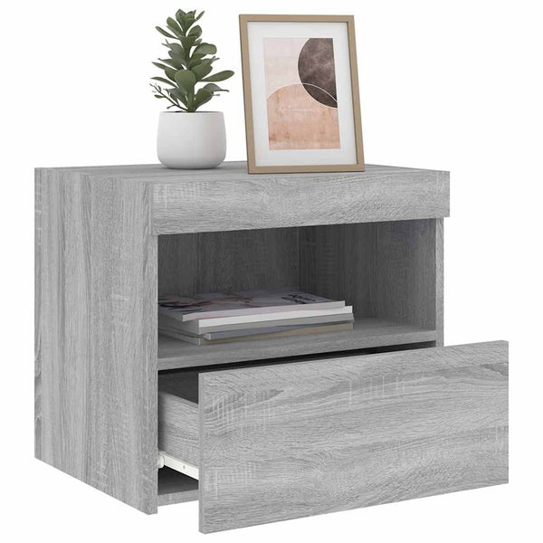 Nachttisch mit LED Grau Sonoma 50x40x45 cm