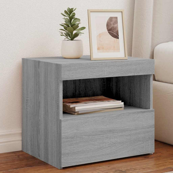 Nachttisch mit LED Grau Sonoma 50x40x45 cm
