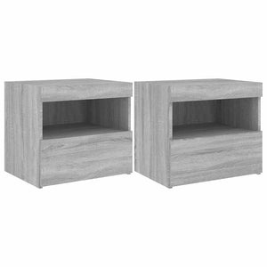 Nachttische mit LED-Leuchten, 2er-Set, Grau Sonoma