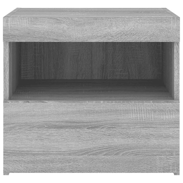 Nachttische mit LED-Leuchten, 2er-Set, Grau Sonoma