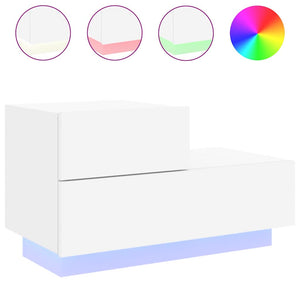 Nachttisch mit LED Weiß 70 cm