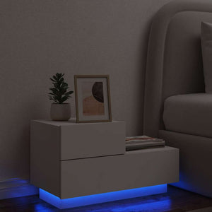 Nachttisch mit LED Weiß 70 cm