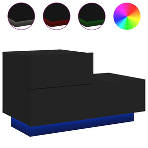Nachttisch mit LED Schwarz 70x36x40,5 cm