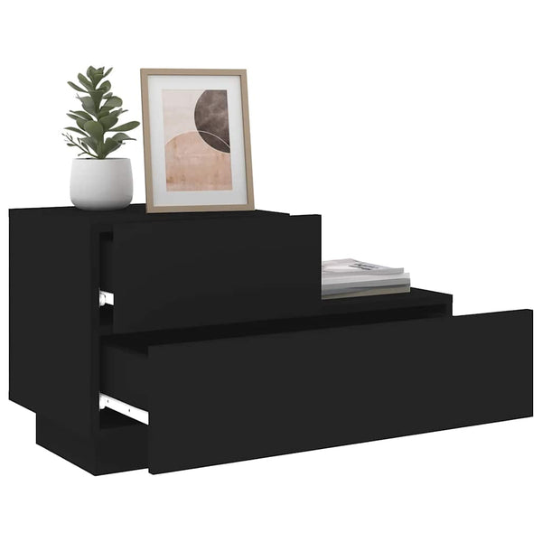 Nachttisch mit LED Schwarz 70x36x40,5 cm
