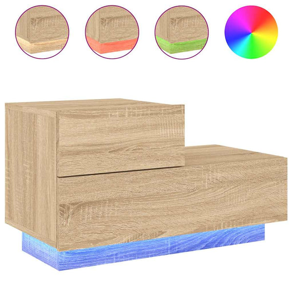 Nachttisch Sonoma-Eiche mit LED-Leuchten
