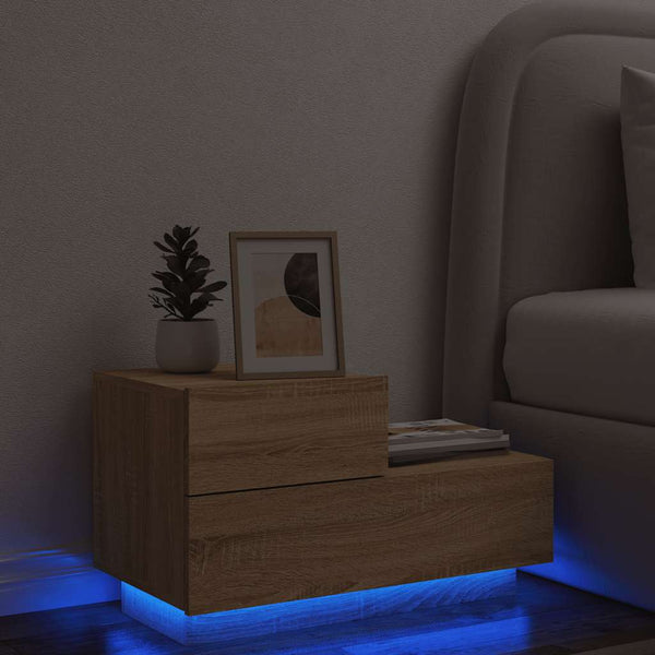 Nachttisch Sonoma-Eiche mit LED-Leuchten