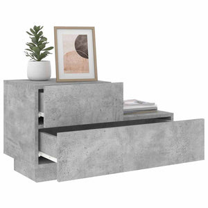Nachttisch Betongrau mit LED-Leuchten 70 cm