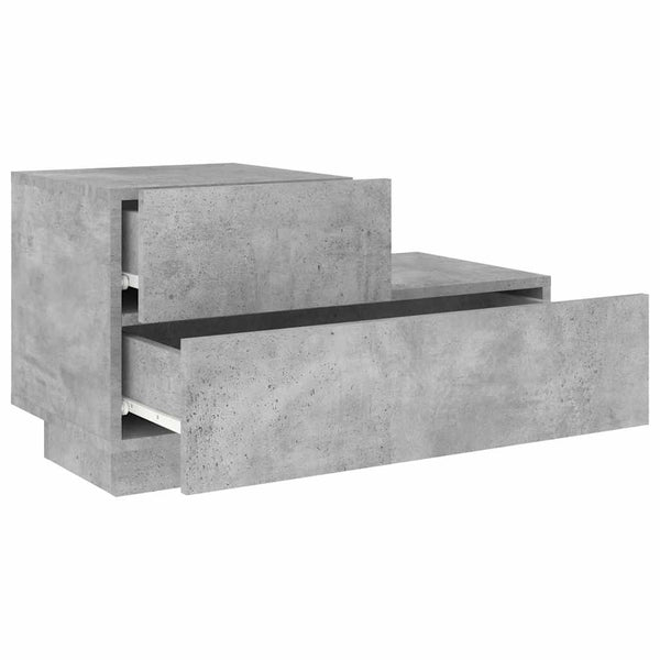 Nachttisch Betongrau mit LED-Leuchten 70 cm