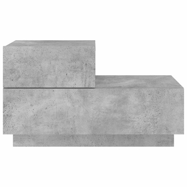 Nachttisch Betongrau mit LED-Leuchten 70 cm