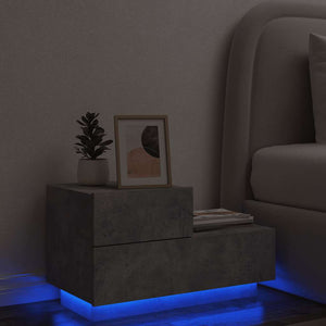 Nachttisch Betongrau mit LED-Leuchten 70 cm