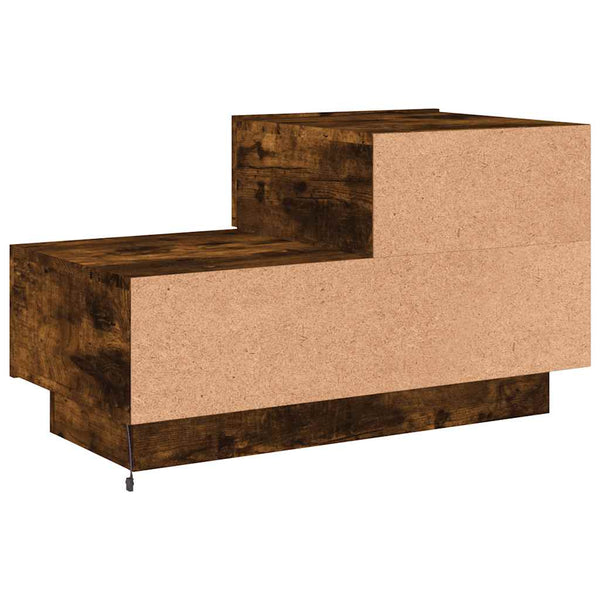 Nachttisch mit LED-Leuchten Räuchereiche 70 cm