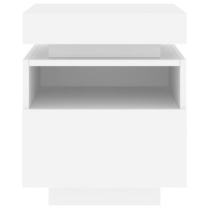 Nachttisch Weiß mit LED-Leuchten