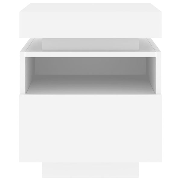 Nachttisch Weiß mit LED-Leuchten