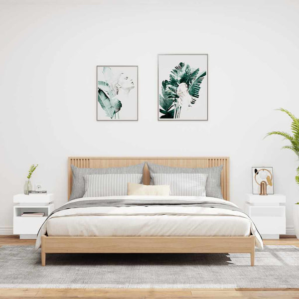 Nachttische mit LED Weiß 2er-Set