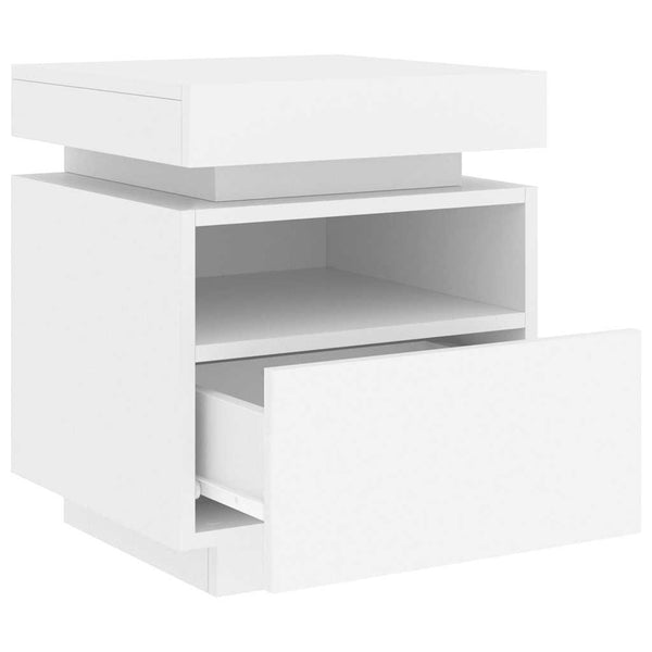 Nachttische mit LED Weiß 2er-Set