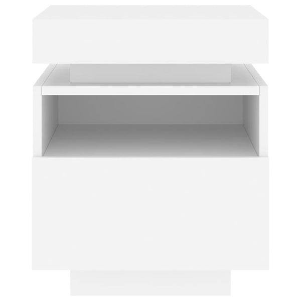 Nachttische mit LED Weiß 2er-Set