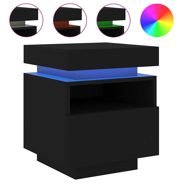 Nachttisch mit LED Schwarz 40x39x48,5 cm