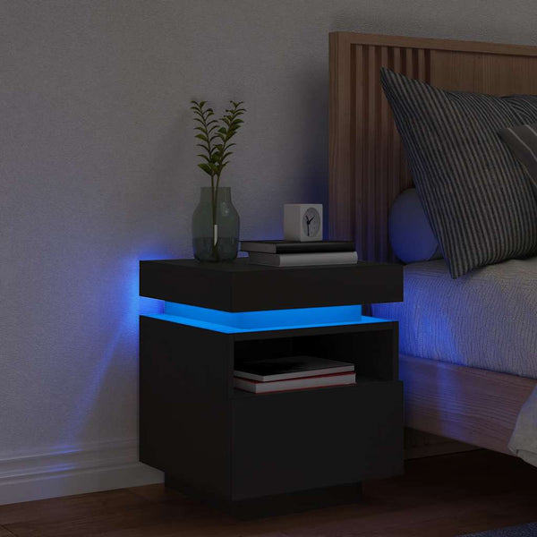 Nachttisch mit LED Schwarz 40x39x48,5 cm