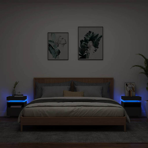 LED Nachttische Schwarz 2er-Set