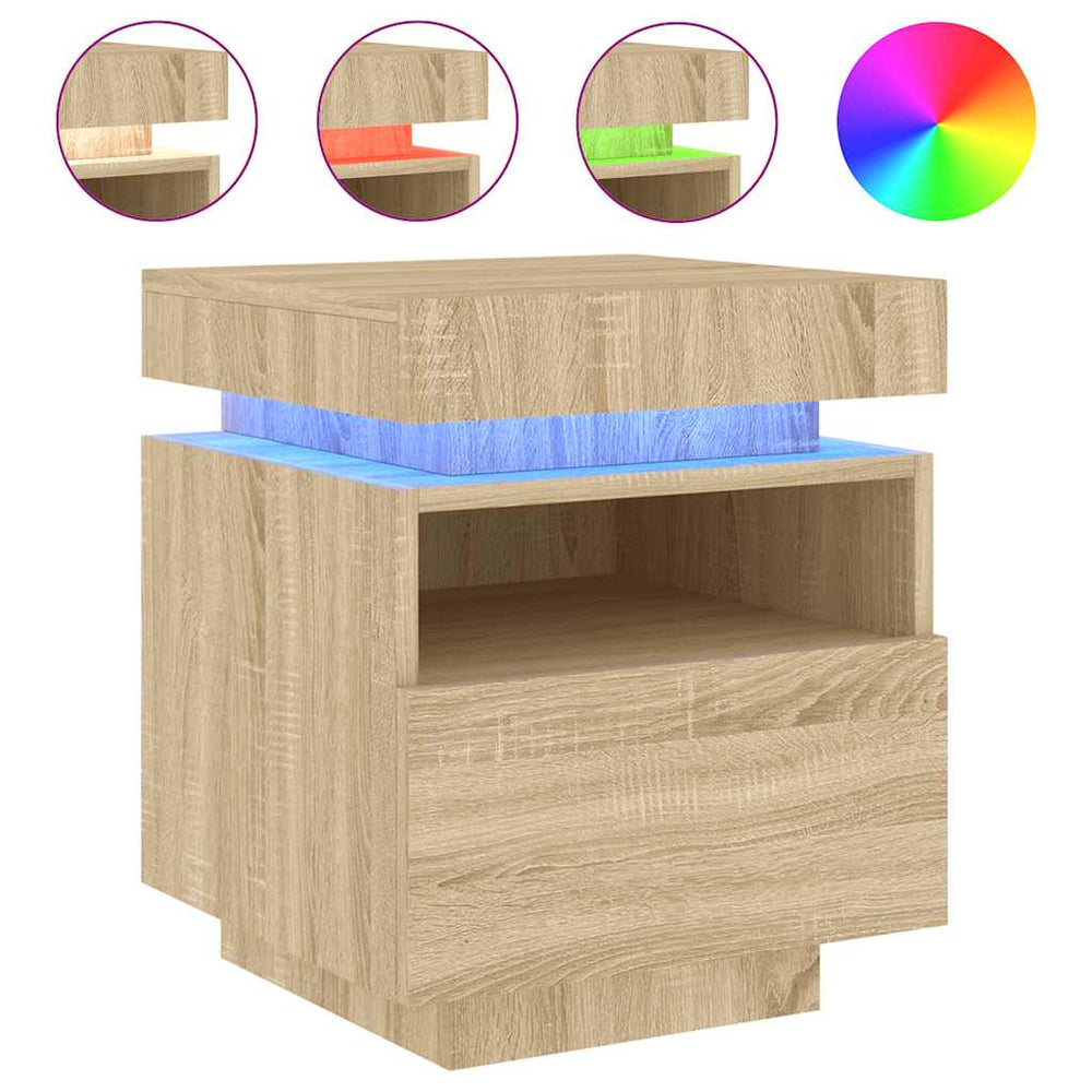 Nachttisch Sonoma-Eiche mit LED-Leuchten