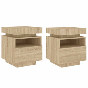 Nachttische mit LED Sonoma Eiche 2er Set