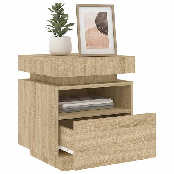 Nachttische mit LED Sonoma Eiche 2er Set