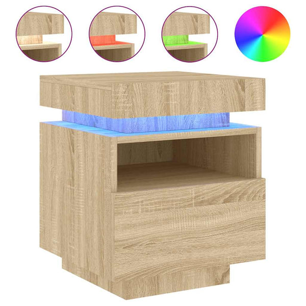 Nachttische mit LED Sonoma Eiche 2er Set