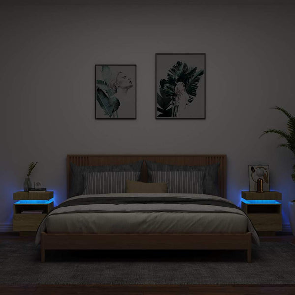 Nachttische mit LED Sonoma Eiche 2er Set