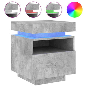 Nachttisch Betongrau mit LED-Leuchten